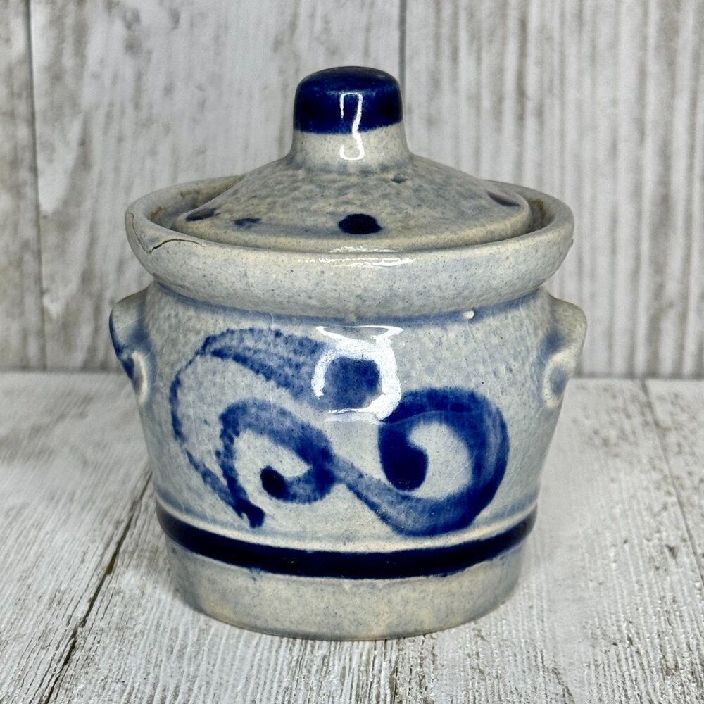 Vintage Marzi & Remy Stoneware Salt Glaze Jar With Lid